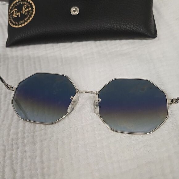 Ray Ban Sunglasses RB 1972 Octagon 9149/3F Silver Frame Clear Gradient Blue Lens main image 8